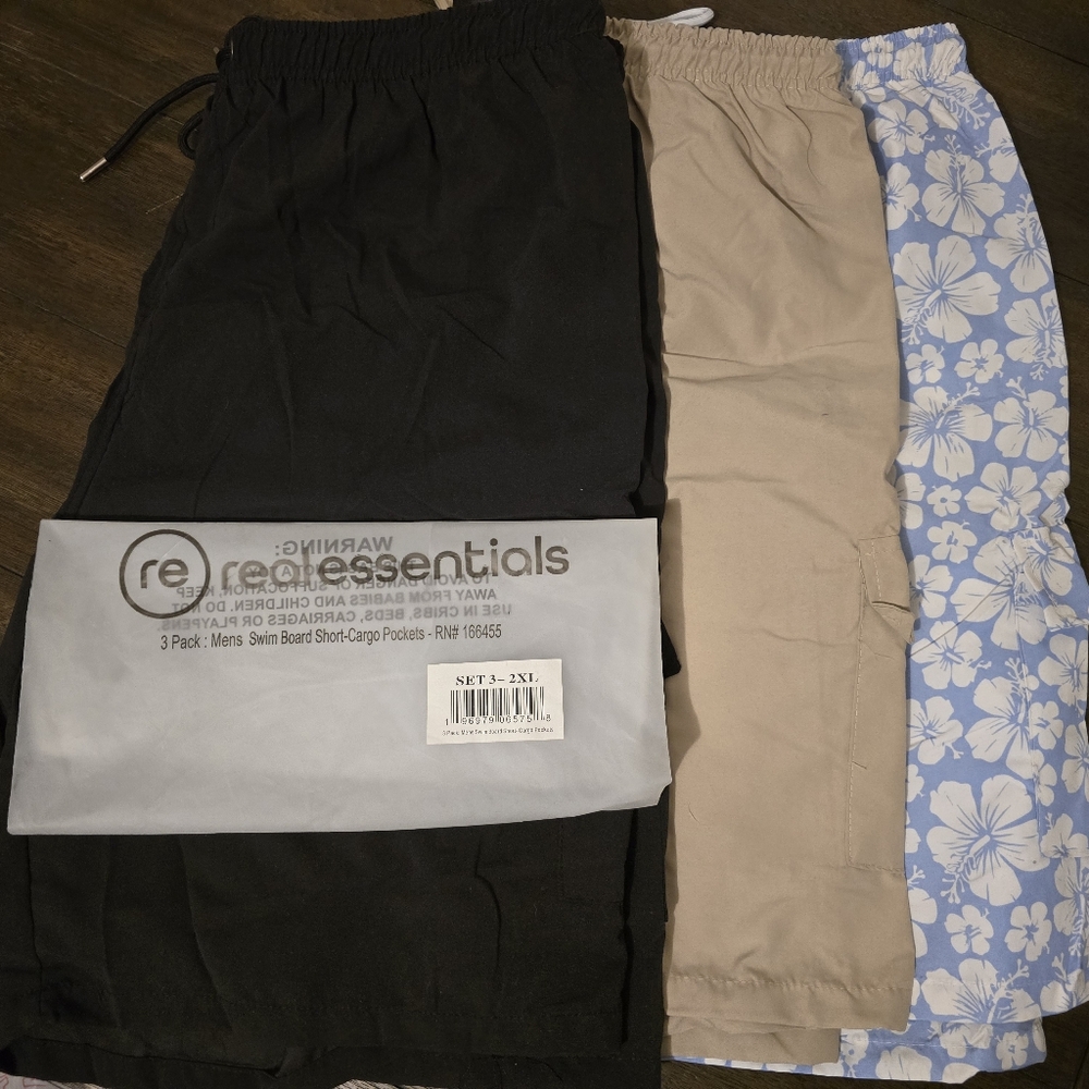 Real Essentials Men's 3-Pack Swim Shorts 2XL